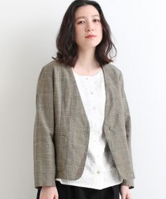 LINEN・CHECK ノーカラージャケット（ck）
