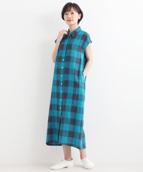 セール リネンチェックシャツワンピース ロング マキシ丈ワンピース Nimes ニーム ファッション通販 タカシマヤファッションスクエア