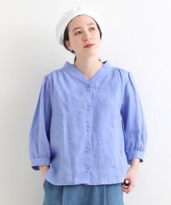 LINEN 6分袖ブラウス