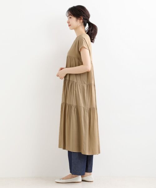 ＊＊NIMES / ニーム ロング・マキシ丈ワンピース | ドットpt/無地 ノースリーブティアードOP | 詳細2