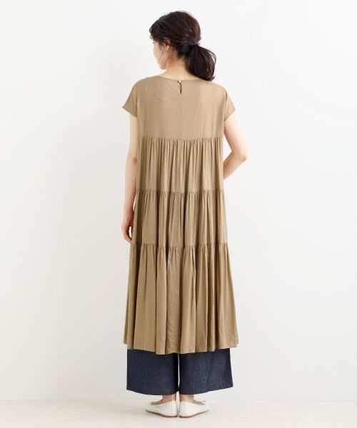 ＊＊NIMES / ニーム ロング・マキシ丈ワンピース | ドットpt/無地 ノースリーブティアードOP | 詳細3