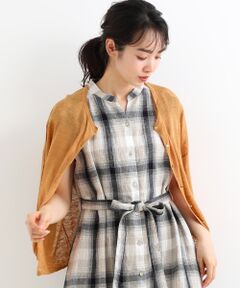 リネン 7分袖カーディガン