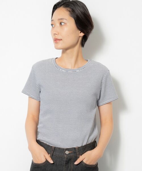 ＊＊NIMES / ニーム Tシャツ | コーマフライス裾テール半袖Tee（ネイビー系1）