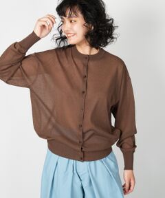 sheerクルーネックミディカーディガン
