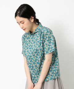 リバティプリント フリルネックブラウス