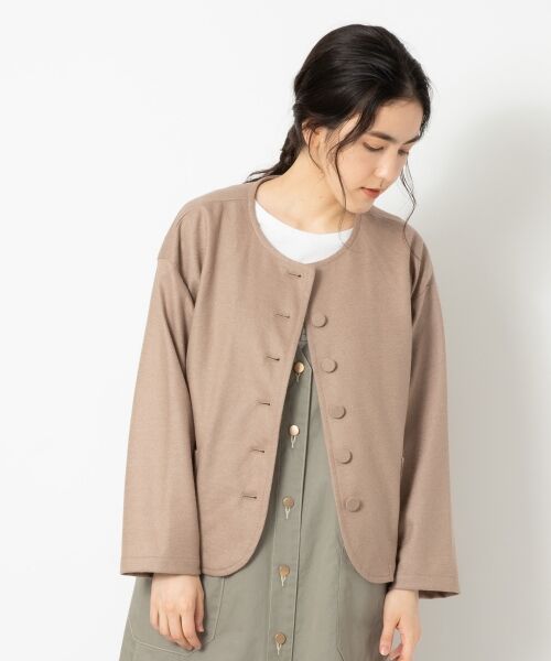 ＊＊NIMES / ニーム ノーカラージャケット | WoolBrend天竺ノーカラージャケット（ベージュ）
