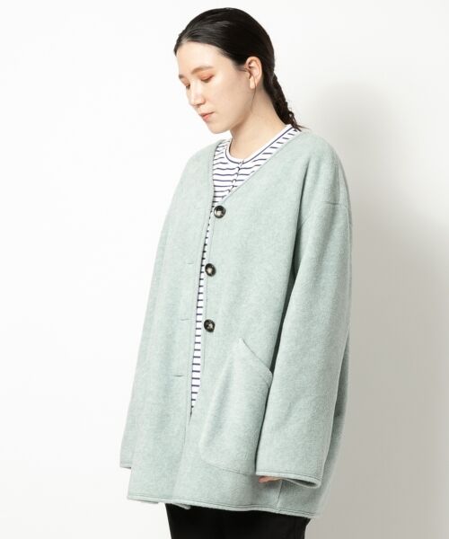 ＊＊NIMES / ニーム その他アウター | ボアライクフリースVネックミディコート（ミント）