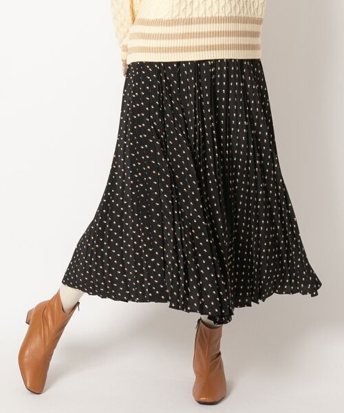 ＊＊NIMES / ニーム ロング・マキシ丈スカート | Paint Dotプリーツスカート（ブラック）