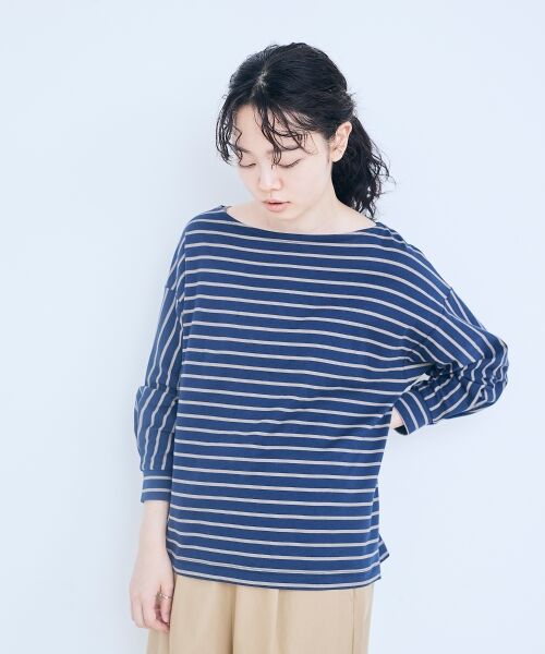 ＊＊NIMES / ニーム カットソー | サイドスリットボーダープルオーバー | 詳細1