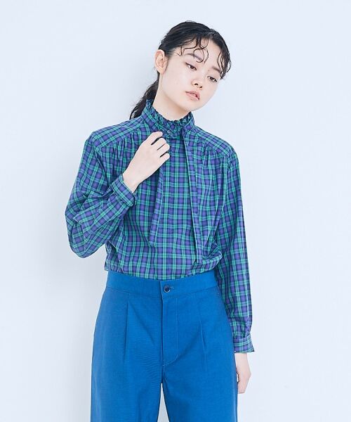 ＊＊NIMES / ニーム シャツ・ブラウス | トラッドレディのボウタイシャツ（ネイビー）