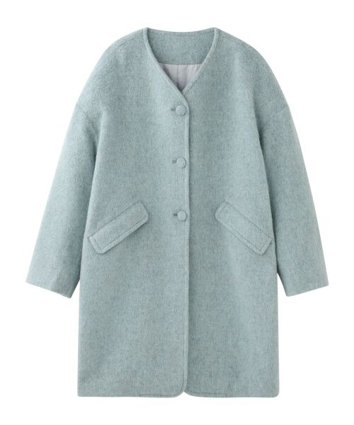 ＊＊NIMES / ニーム その他アウター | ウールノーカラーコート（ブルー）
