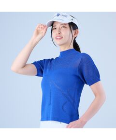 【レディース】メッシュニットモックネック