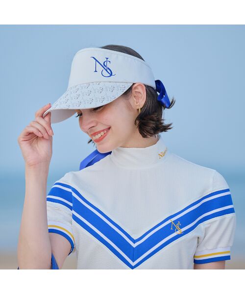 NS23 par Nissa Golf/エヌエス23・パー・ニッサゴルフ モノグラムバックリボンバイザー ホワイト F NS23 par Nissa Golf/エヌエス23・パー・ニッサゴルフ モノグラムバックリボンバイザー ホワイト F