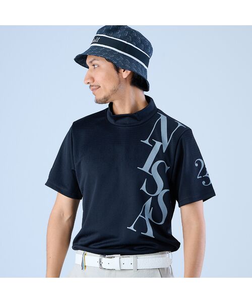 NS23 par Nissa Golf / エヌエス23・パー・ニッサゴルフ カットソー | 【メンズ】パネルジャガードモックネック(ブラック)