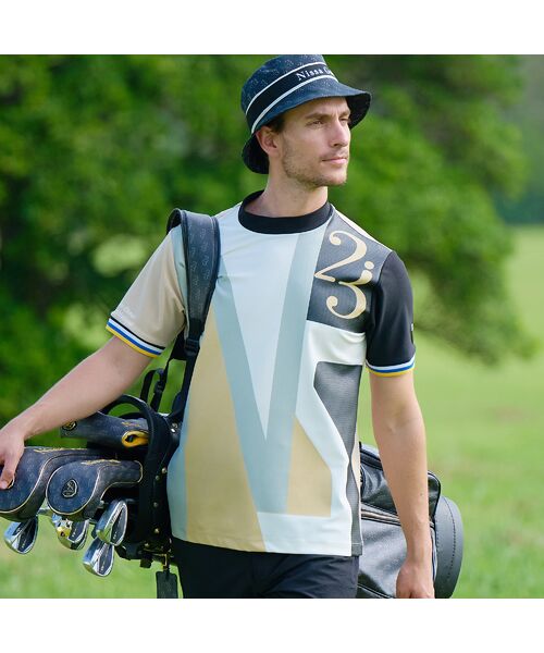 NS23 par Nissa Golf / エヌエス23・パー・ニッサゴルフ その他トップス | 【メンズ】ハニカムジャージーモックネック（ベージュ）