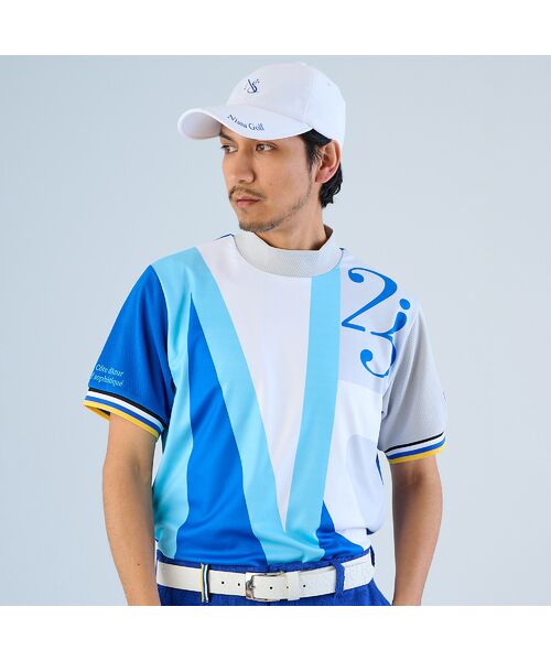 NS23 par Nissa Golf / エヌエス23・パー・ニッサゴルフ その他トップス | 【メンズ】ハニカムジャージーモックネック（ブルー）