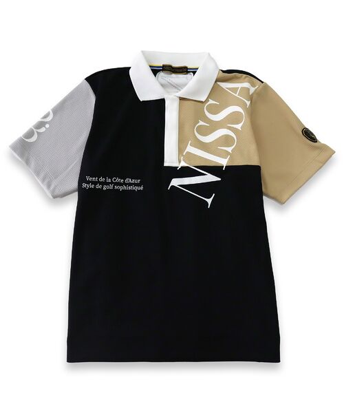 NS23 par Nissa Golf / エヌエス23・パー・ニッサゴルフ ポロシャツ | 【メンズ】ハニカムプリントポロシャツ(ブラック)