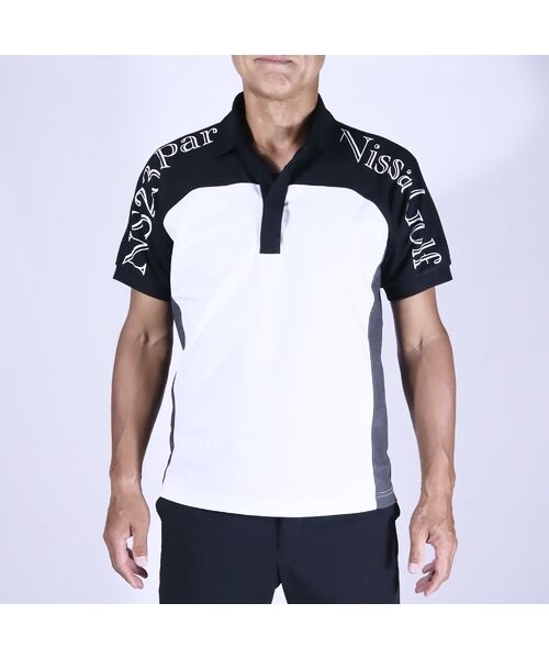 NS23 par Nissa Golf / エヌエス23・パー・ニッサゴルフ ポロシャツ | 【メンズ】配色半袖ポロシャツ(ブラック)