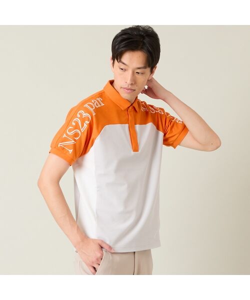 NS23 par Nissa Golf / エヌエス23・パー・ニッサゴルフ ポロシャツ | 【メンズ】配色半袖ポロシャツ(オレンジ)