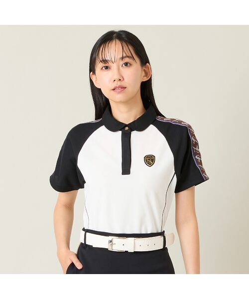 NS23 par Nissa Golf / エヌエス23・パー・ニッサゴルフ ポロシャツ | 【レディース】配色半袖ポロシャツ(ホワイト)