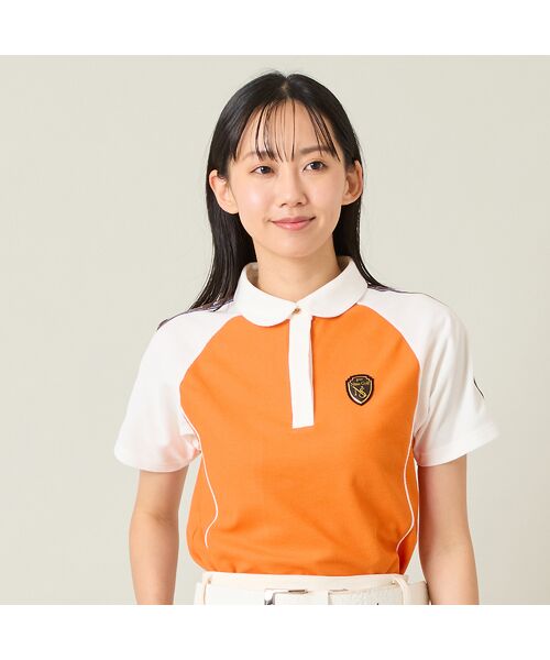 NS23 par Nissa Golf / エヌエス23・パー・ニッサゴルフ ポロシャツ | 【レディース】配色半袖ポロシャツ(オレンジ)