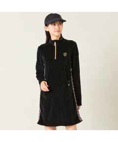 NS23 par Nissa Golf / エヌエス23・パー・ニッサゴルフ ミニ丈・ひざ丈ワンピース | 【レディース】ヘビーベロアハーフジップワンピース