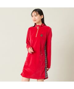 NS23 par Nissa Golf / エヌエス23・パー・ニッサゴルフ ミニ丈・ひざ丈ワンピース | 【レディース】ヘビーベロアハーフジップワンピース