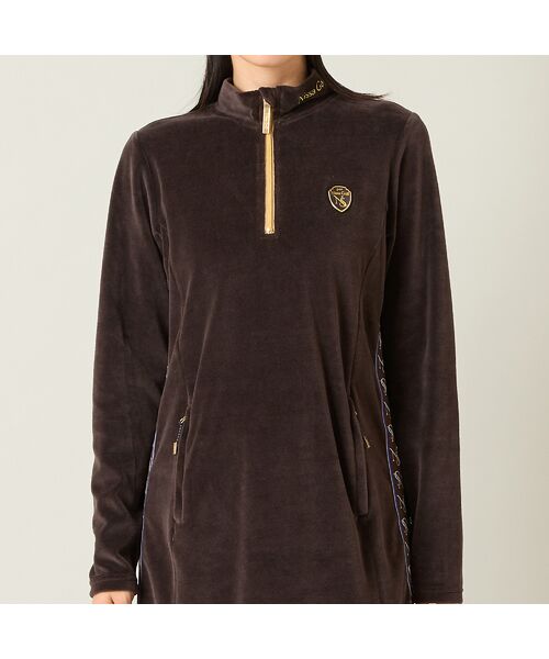 NS23 par Nissa Golf / エヌエス23・パー・ニッサゴルフ ミニ丈・ひざ丈ワンピース | 【レディース】ヘビーベロアハーフジップワンピース | 詳細2