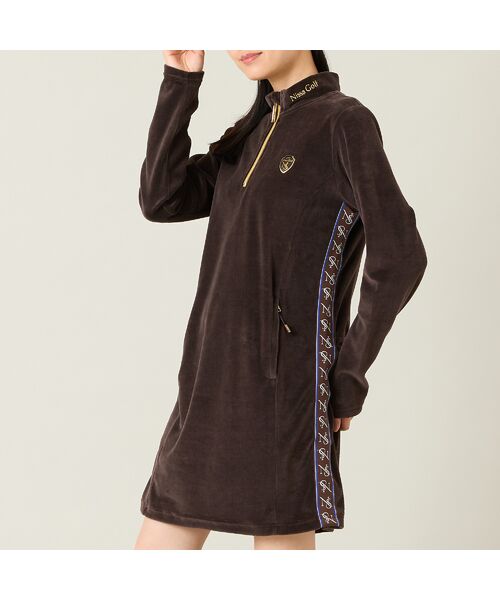 NS23 par Nissa Golf / エヌエス23・パー・ニッサゴルフ ミニ丈・ひざ丈ワンピース | 【レディース】ヘビーベロアハーフジップワンピース | 詳細4