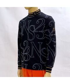 NS23 par Nissa Golf / エヌエス23・パー・ニッサゴルフ カットソー | 【メンズ】フロッキープリント長袖モックネック