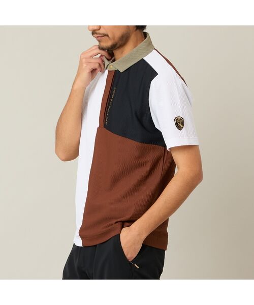 NS23 par Nissa Golf / エヌエス23・パー・ニッサゴルフ ポロシャツ | 【Men's】カラーブロック半袖シャツ（ベージュ）