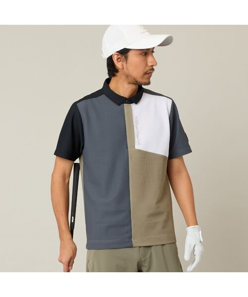 NS23 par Nissa Golf / エヌエス23・パー・ニッサゴルフ ポロシャツ | 【Men's】カラーブロック半袖シャツ（ブラック）