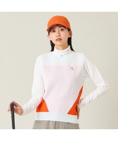 NS23 par Nissa Golf / エヌエス23・パー・ニッサゴルフ ベスト | 【レディース】配色ニットベスト