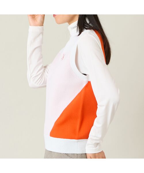NS23 par Nissa Golf / エヌエス23・パー・ニッサゴルフ ベスト | 【レディース】配色ニットベスト | 詳細2