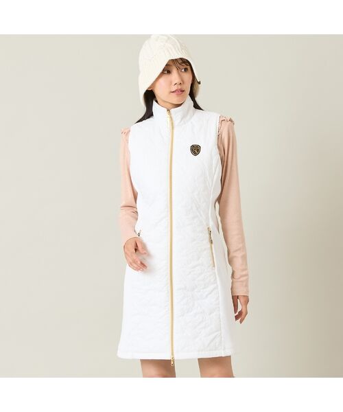 NS23 par Nissa Golf/エヌエス23・パー・ニッサゴルフ 【レディース】ロゴキルティング中綿ジャンパードレス ホワイト 1 NS23 par Nissa Golf/エヌエス23・パー・ニッサゴルフ 【レディース】ロゴキルティング中綿ジャンパードレス ホワイト 1