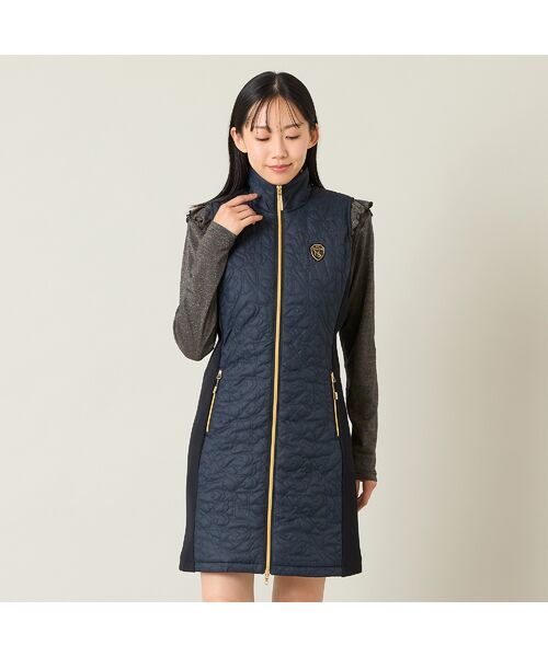 NS23 par Nissa Golf/エヌエス23・パー・ニッサゴルフ 【レディース】ロゴキルティング中綿ジャンパードレス ブラック 1 NS23 par Nissa Golf/エヌエス23・パー・ニッサゴルフ 【レディース】ロゴキルティング中綿ジャンパードレス ブラック 1