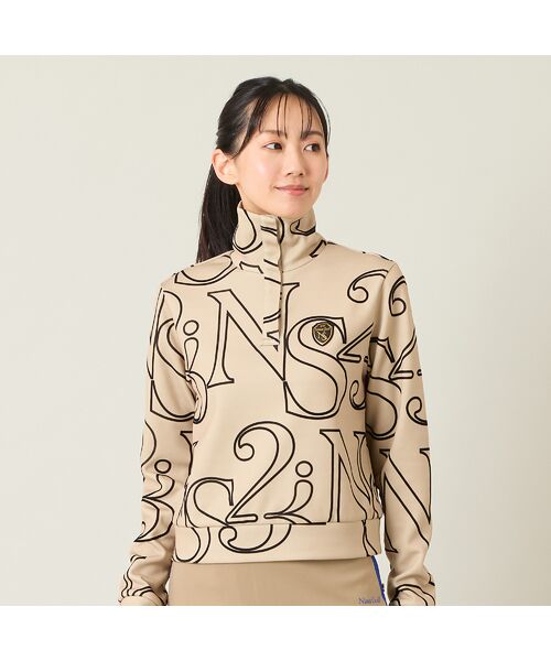 NS23 par Nissa Golf / エヌエス23・パー・ニッサゴルフ カットソー | 【レディース】フロッキープリントハイネックカットソー(ベージュ)