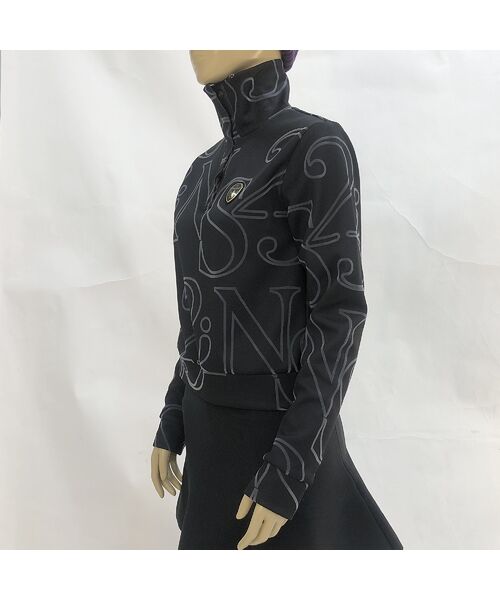 NS23 par Nissa Golf / エヌエス23・パー・ニッサゴルフ カットソー | 【レディース】フロッキープリントハイネックカットソー(ブラック)