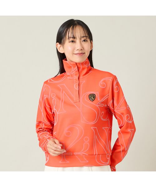 NS23 par Nissa Golf / エヌエス23・パー・ニッサゴルフ カットソー | 【レディース】フロッキープリントハイネックカットソー(オレンジ)