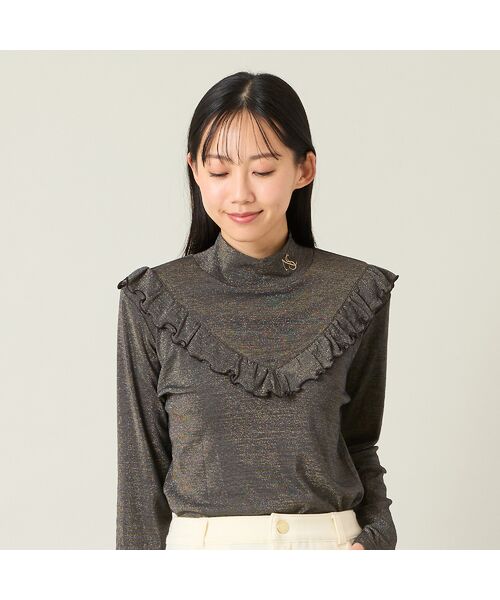 NS23 par Nissa Golf / エヌエス23・パー・ニッサゴルフ カットソー | 【レディース】ラメ入り長袖モックネックインナー(ブラック)