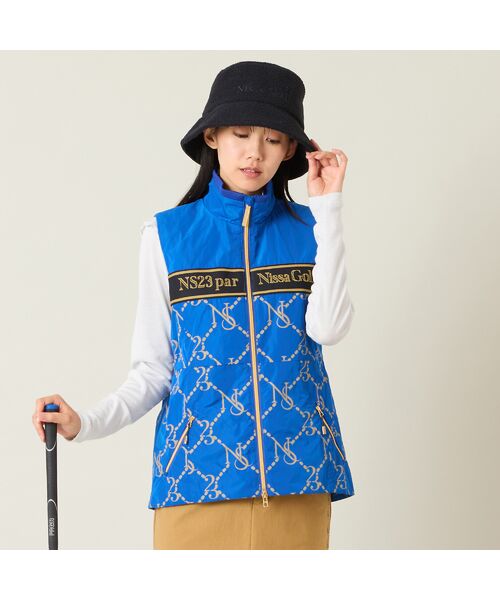 NS23 par Nissa Golf / エヌエス23・パー・ニッサゴルフ ベスト | 【レディース】モノグラム柄中綿ベスト(ブルー)