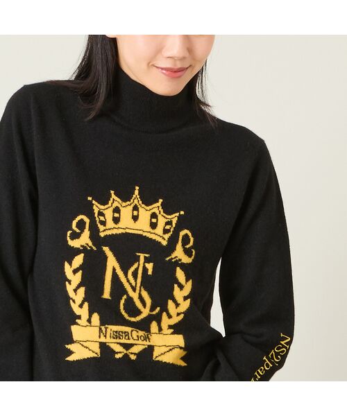 NS23 par Nissa Golf / エヌエス23・パー・ニッサゴルフ ニット・セーター | 【レディース】オリジナルロゴカシミヤインターシャニットセーター | 詳細3