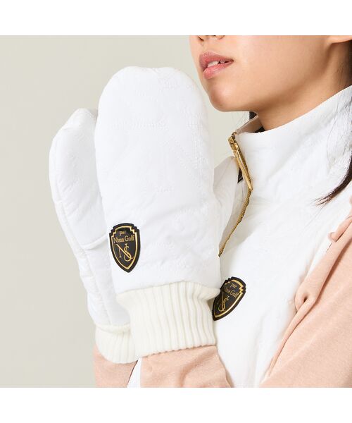 NS23 par Nissa Golf/エヌエス23・パー・ニッサゴルフ ロゴキルティングミトン ホワイト F NS23 par Nissa Golf/エヌエス23・パー・ニッサゴルフ ロゴキルティングミトン ホワイト F
