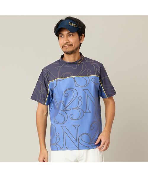 NS23 par Nissa Golf / エヌエス23・パー・ニッサゴルフ カットソー | 【Men's】【接触冷感／吸湿速乾】ロゴプリントモックネック（ライトブルー）