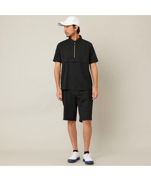 NS23 par Nissa Golf / エヌエス23・パー・ニッサゴルフ シャツ・ブラウス | 【Men's】【セットアップ可】【接触冷感／UVカット／撥水】ハーフZIPシャツ（ブラック）