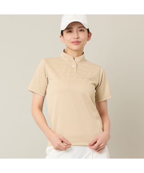 NS23 par Nissa Golf / エヌエス23・パー・ニッサゴルフ カットソー | 【Women's】ジャカードモックネック（ベージュ）