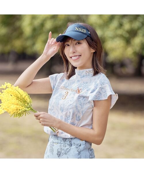 NS23 par Nissa Golf / エヌエス23・パー・ニッサゴルフ カットソー | 【Women's】ミモザプリントモックネック（ホワイト）