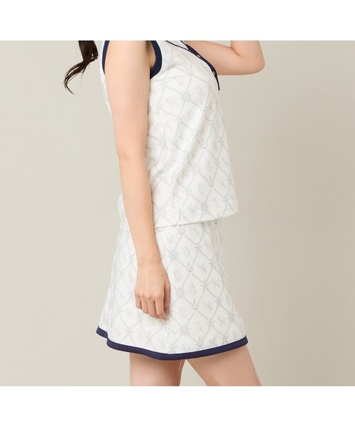 NS23 par Nissa Golf / エヌエス23・パー・ニッサゴルフ ミニ・ひざ丈スカート | 【Women's】【セットアップ可】マリーンプリントスカート(ホワイト)