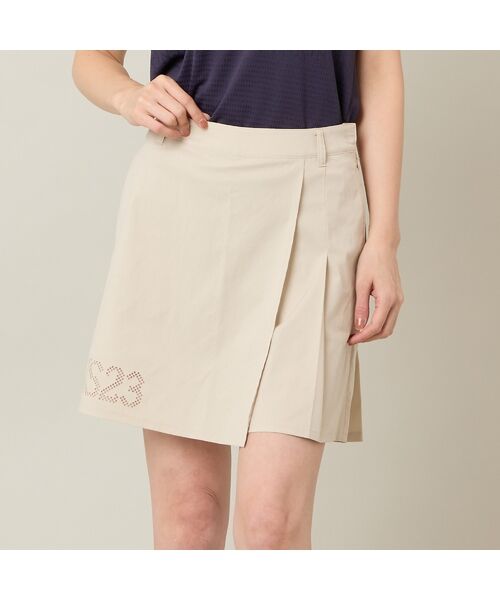 NS23 par Nissa Golf / エヌエス23・パー・ニッサゴルフ ショート・ハーフ・半端丈パンツ | 【Women's】【接触冷感／UVカット／撥水】ストレッチプリーツキュロット（ベージュ）