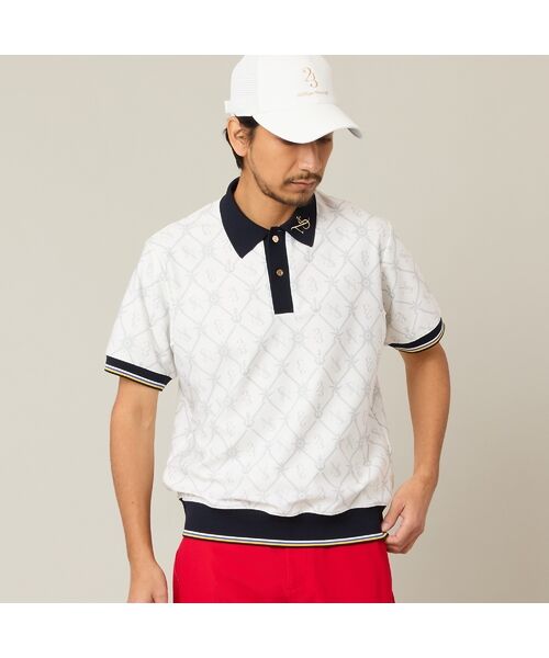 NS23 par Nissa Golf / エヌエス23・パー・ニッサゴルフ ポロシャツ | 【Men's】マリーンプリントポロ（ホワイト）